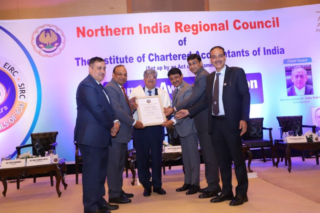 Home Honour conferred by Northern India Regional Council of The Institute of Chartered Accountants of India.